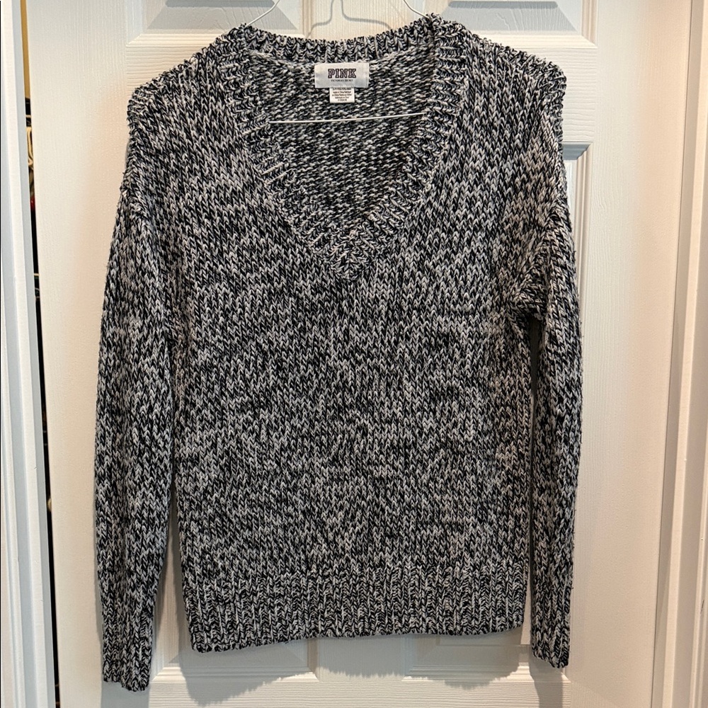 PINK Victoria's Secret Black and White V-Neck Sweater